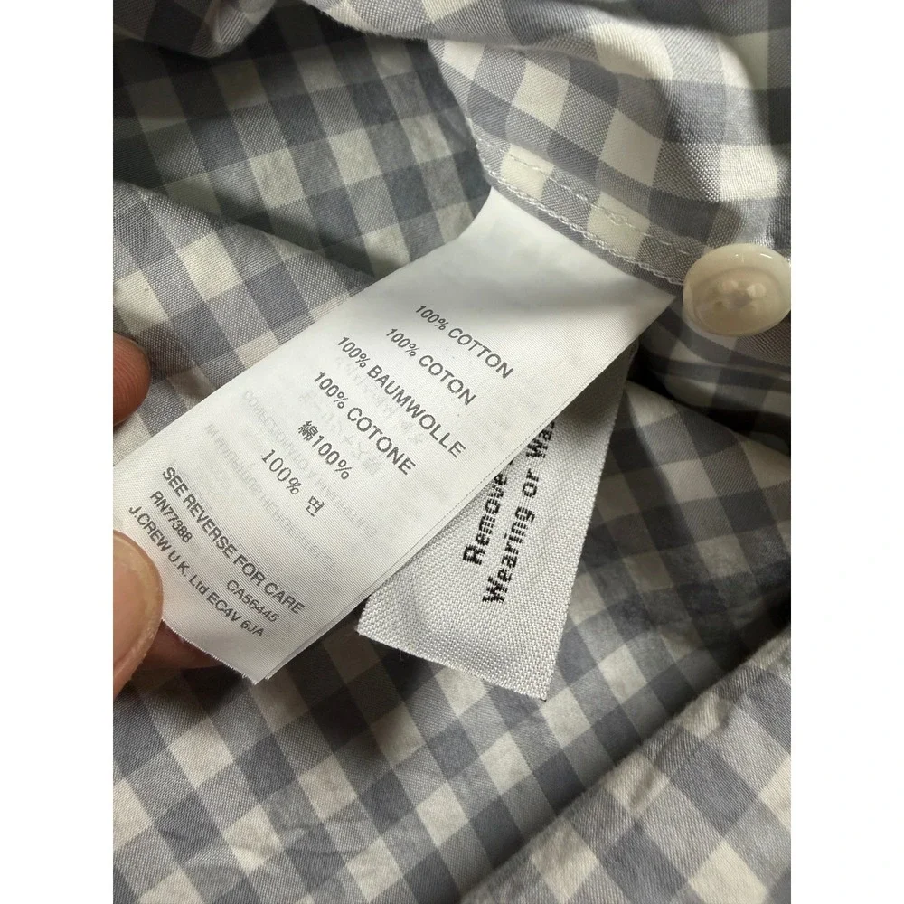 J. Crew Button Down Shirt Mens M Grey Good Classic Fit Gingham Cotton LS